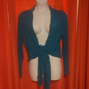 Teal Tie-Front Cardigan